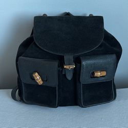 Vintage Gucci Leather Bamboo Backpack 