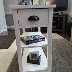 24"x 12"x 22" White End/Side/Bed Table with 2 Shelves, Drawer, and Lift Top Storage ***NEW***