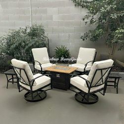 Patio Furniture Set Outdoor Swivel Chair With Fire Pit