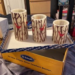 3 Glittery Cardinal Flameless Candles 
