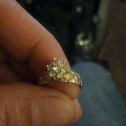14k Vintage Diamond Flower Cluster Engagement Ring 
