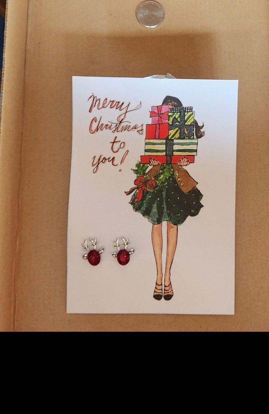 Christmas Garnet Stud Earrings New