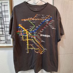 Brooklyn Map XL  Gray TShirt 