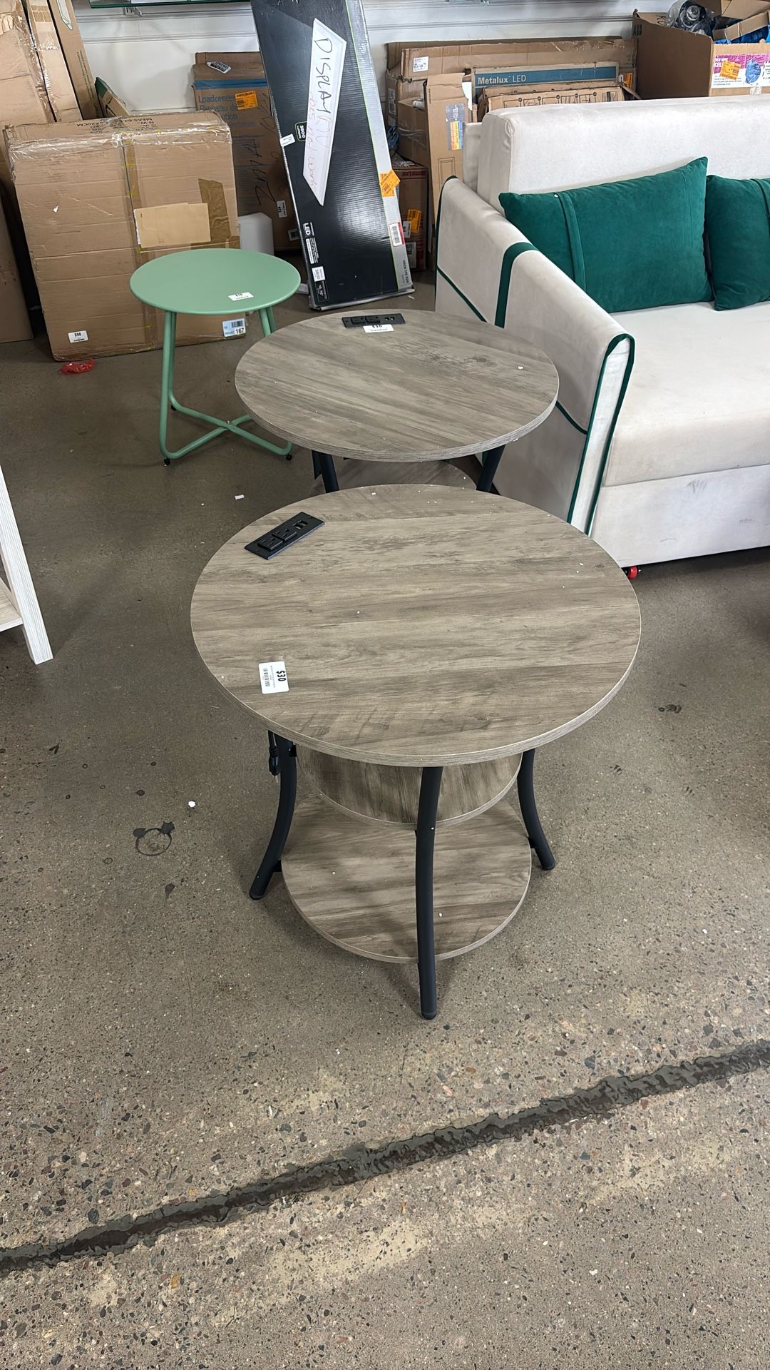 Jalane Tall End Table with 2 USB Ports, 2 Power Outlets, and 3-Tier Storage Shelves