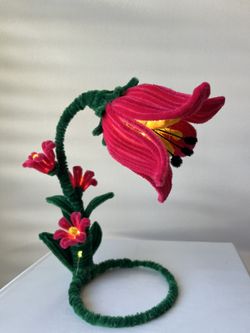 Handmade, flower. made of chenille wire, night light.