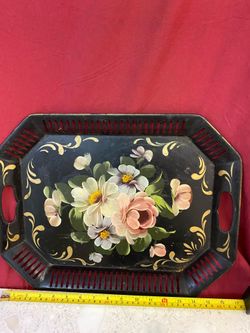 HAND PAINTED METAL SERVING TRAY