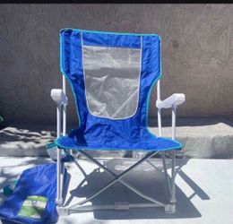 Mainstays Folding Hard Arm Beach Bag Chair, Blue