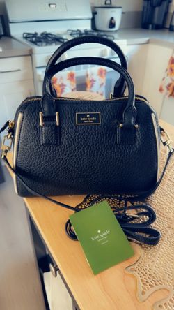 Kate Spade Black Pebbled Leather Dome Satchel with Gold Hardware