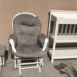 Baby Changing Table With Nursery Glider and Ottoman