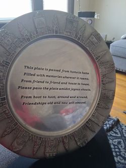 Decorative Pewter Friendship Passing Plate