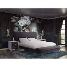 TOV Delilah Grey Velvet Queen Bed with Box Spring