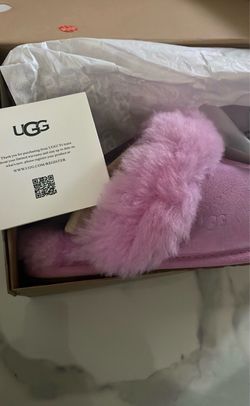 UGG Pink Fluffy Slide Slippers