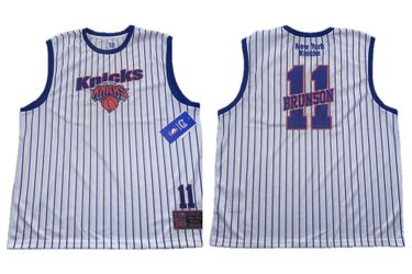 New York Knicks #11 Brunson White Pinstripe Jersey Mens 2XL New Ultra Game