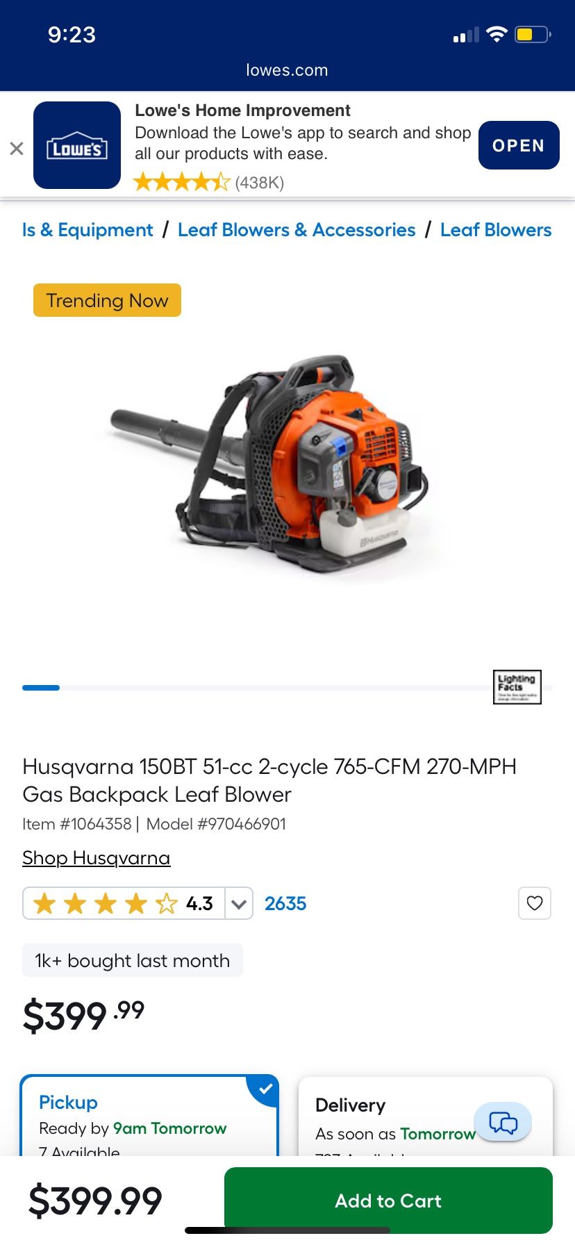 Husqvarna 150BT Leaf Blower