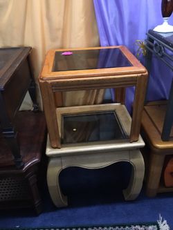 Glasstop end tables 25.00