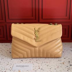 Saint Laurent Lou Lou Small Bag In Matelasse Leather Light Caramel