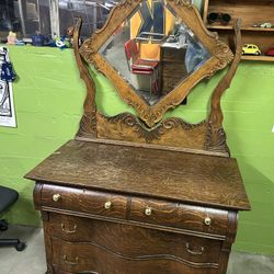 Antique Dresser With Mirror 
