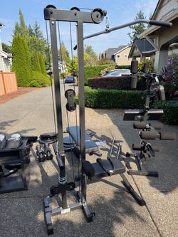 Ironmaster  leg curl attachment and cable tower lat pull down