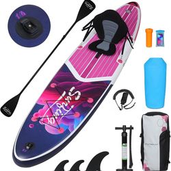 252 YUSING Inflatable Stand Up Paddle Board, Non-Slip Deck SUP Paddle Board with SUP Accessories & Backpack, Portable Standing Boat for Youth & Adult