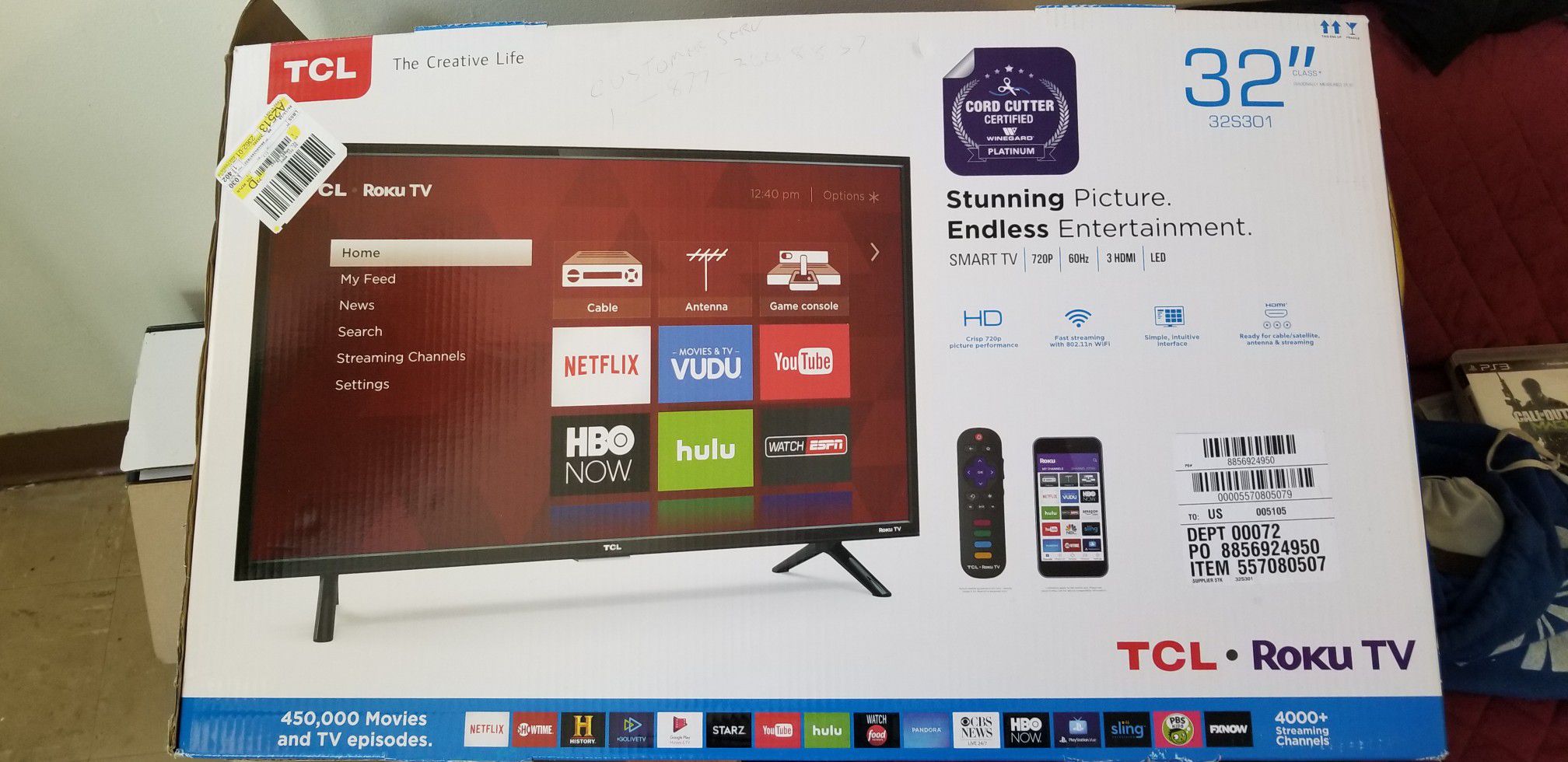 2018 Model TCL Roku Smart TV new took out of box to show that it worked