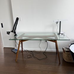 West Elm Glass Table (Office , Study, Or Dining Room)