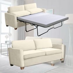 2-in-1 Pull Out Sofa Bed, Velvet Loveseat Sleeper Sofa Bed with Folding Mattress, Pull Out Couch Bed for Living Room, Full Size Sleeper Sofa