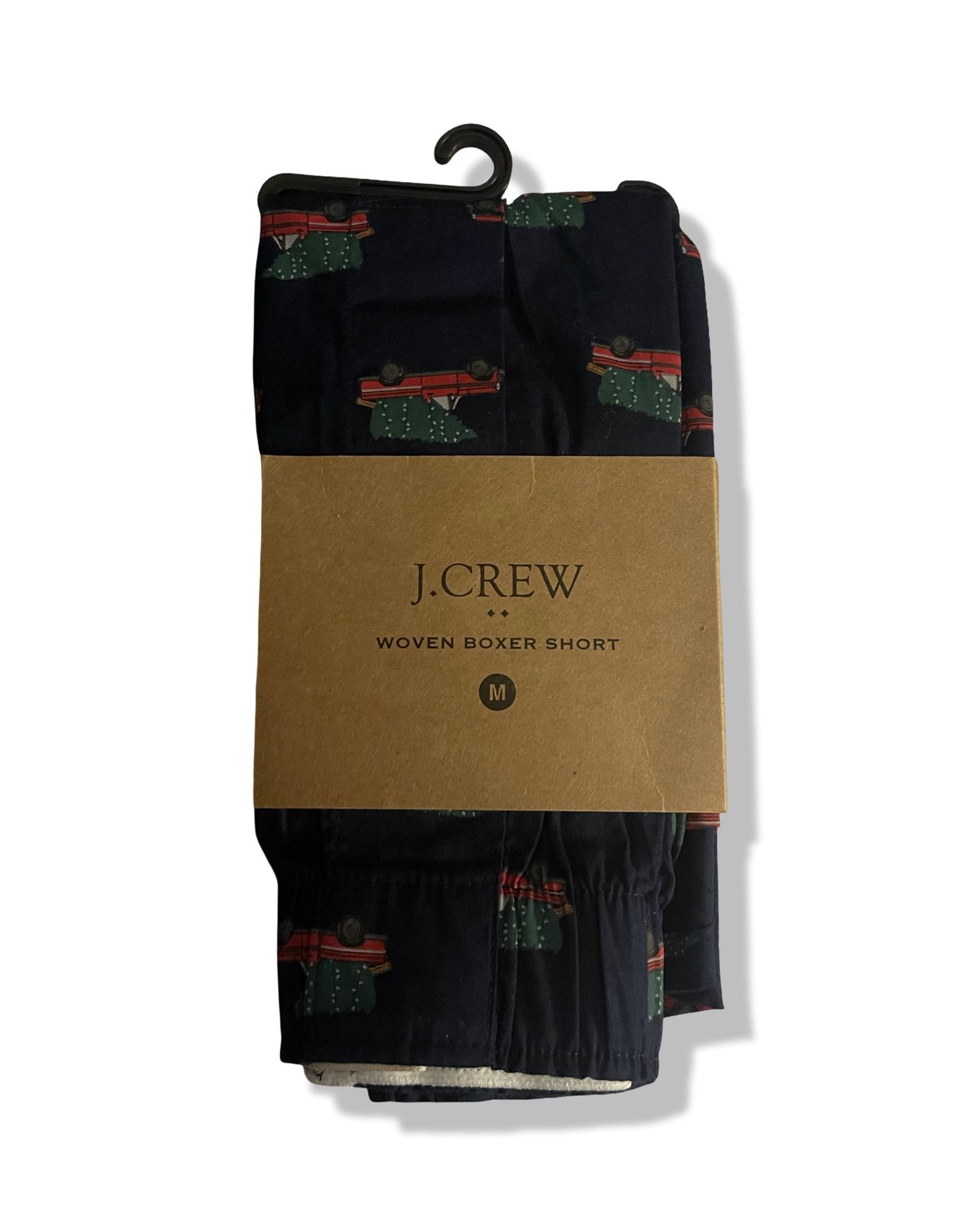 NWT J.Crew Men’s Holiday Red Truck And Tree Woven Boxers Size Medium