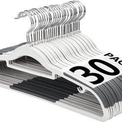 Edergoo Plastic Hangers 30 Pack, Slim Hangers Non Slip For Closet, Non-Staining Space Saving Hanger