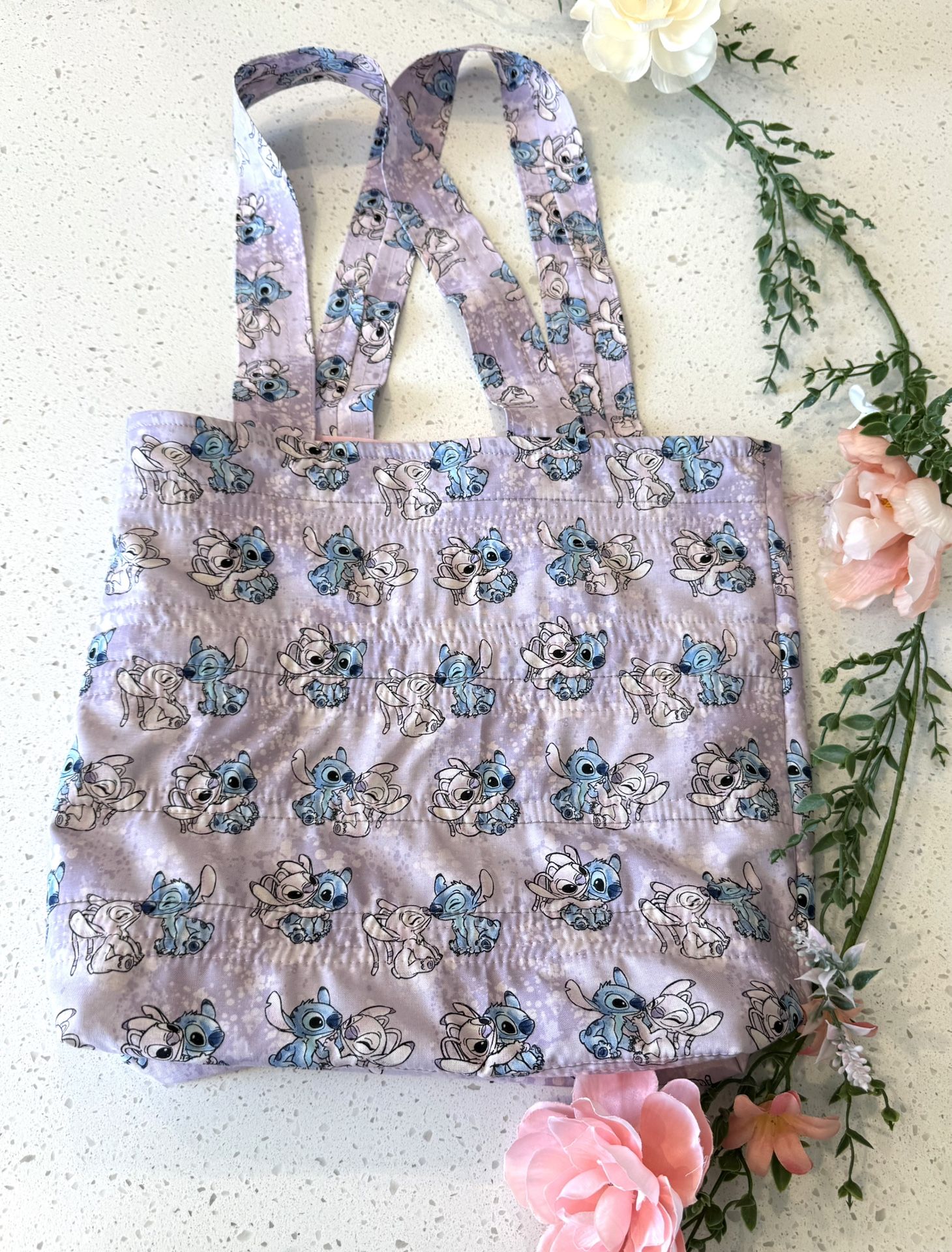 New Stitch Disney lilo Quilted Tote Bag Handmade Bag Lined Padded Fabric Fabric