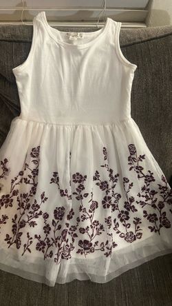 White with red roses youth dress