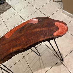 Custom Hand Made Tamarin Wood Table With Epoxy Pours