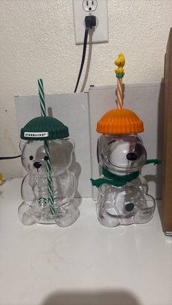 Starbucks Bear & Snoopy Peanuts Glass Tumblers