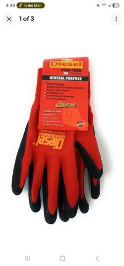 12 Pair Diesel Red/Black Safety Gloves Latex Coated Grip Cut Resistant (Size Small)