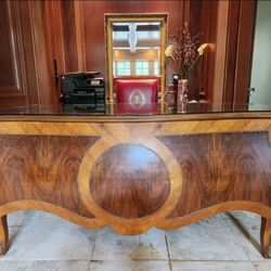 French Louis XV Inlay Burlwood Parquetry Office Desk - 19th Century