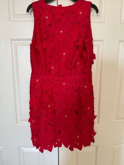 Michael kors red floral appliqué lace dress- excellent condition - size 10
