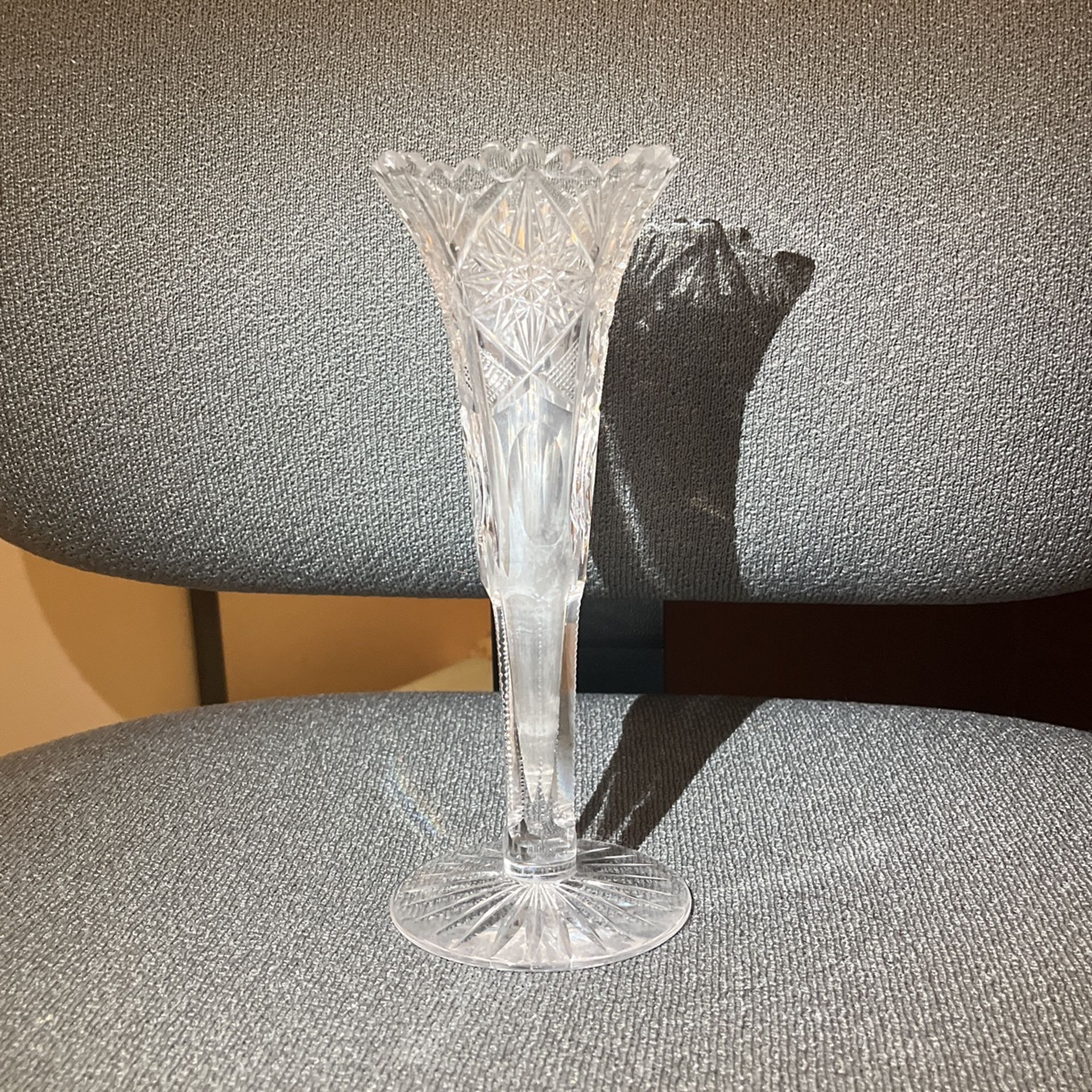 Vintage antique brilliant crystal trumpet vase