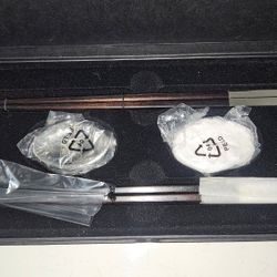 Reusable chopsticks with wooden box, wooden black chopsticks 2 pairs