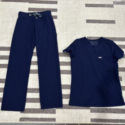 XS FIGS navy blue scrub set