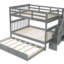 Full-Over-Full Bunk Bed with Twin Size Trundle. New in box.