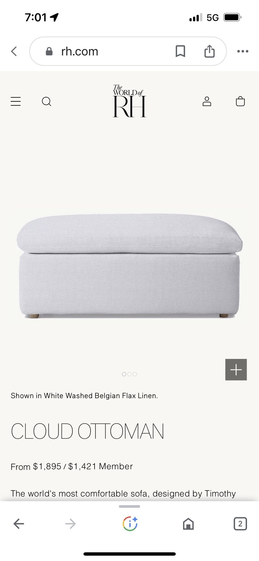 Restoration Hardware Ottoman