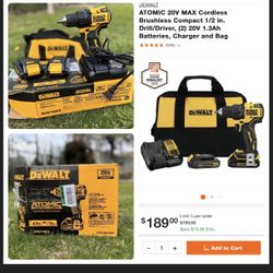 Dewalt Drill Atomic Compact 20v 