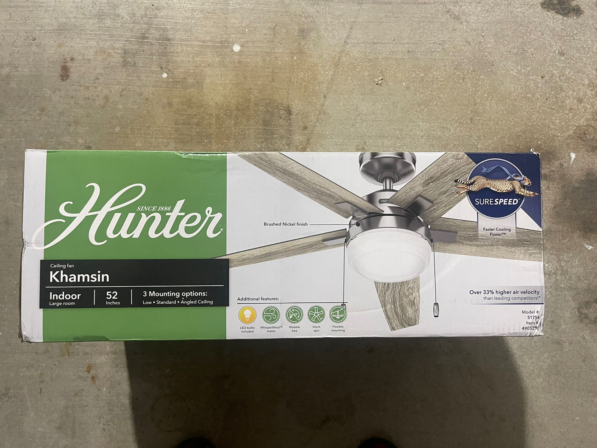 Hunter Khamsin 52-in Brushed Nickel LED Indoor Ceiling Fan with Light (5-Blade)