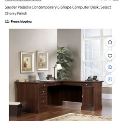 Unused Sauder Palladia Vintage Oak L-Shaped Desk (Still in Box!)