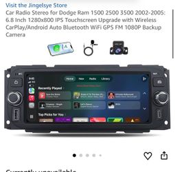 Car Radio Stereo for Dodge Ram 1 3-2005: 6.8 Inch 1280x800 IPS Touchscreen Upgrade with Wireless CarPlay/Android Auto Bluetooth WiFi G