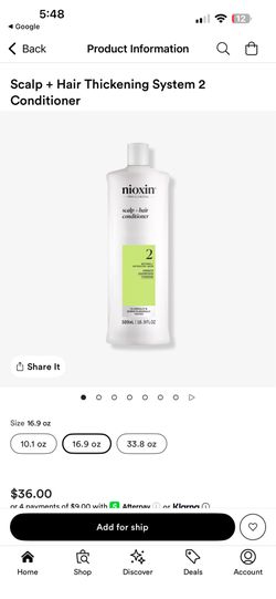 Nioxin scalp and hair conditioner $10
