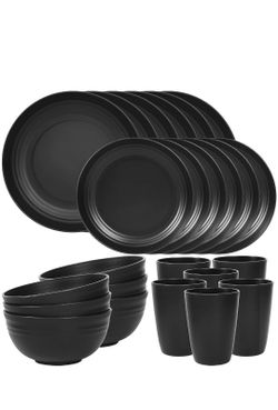Quatish 24 Piece Plates and Bowls Sets for 6,