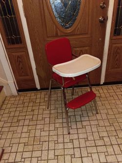 Vintage Red Chrome Baby High Chair