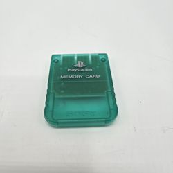 Official Sony PlayStation 1 PS1 Memory Card OEM PSOne Teal green clear SCPH-1020