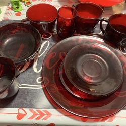 Antique Royal Ruby Red Depression Set From 1940’s