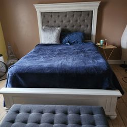 Queen Size Bed And Mattress Plus Ottoman. Used  But Like New